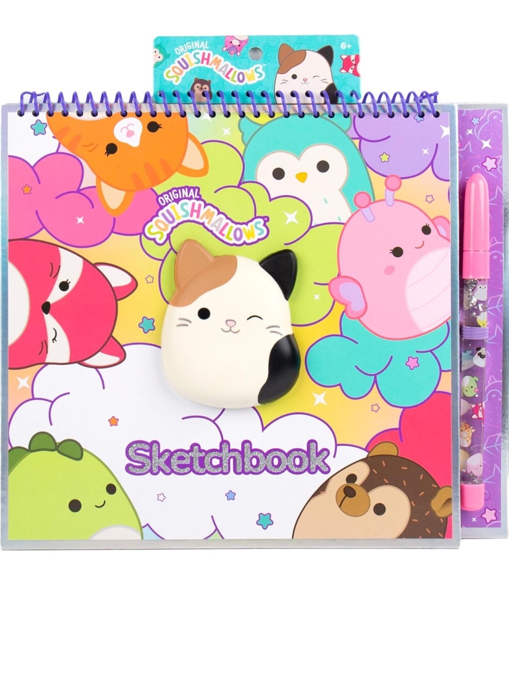 Squishmallows Purple Pink Teal Yellow Multicolor Cat Sketchbook